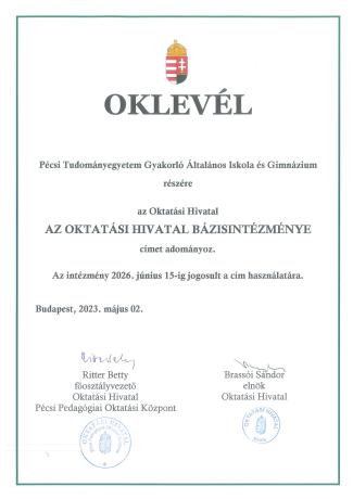 OKTATÁSI HIVATAL BÁZISINTÉZMÉNYE